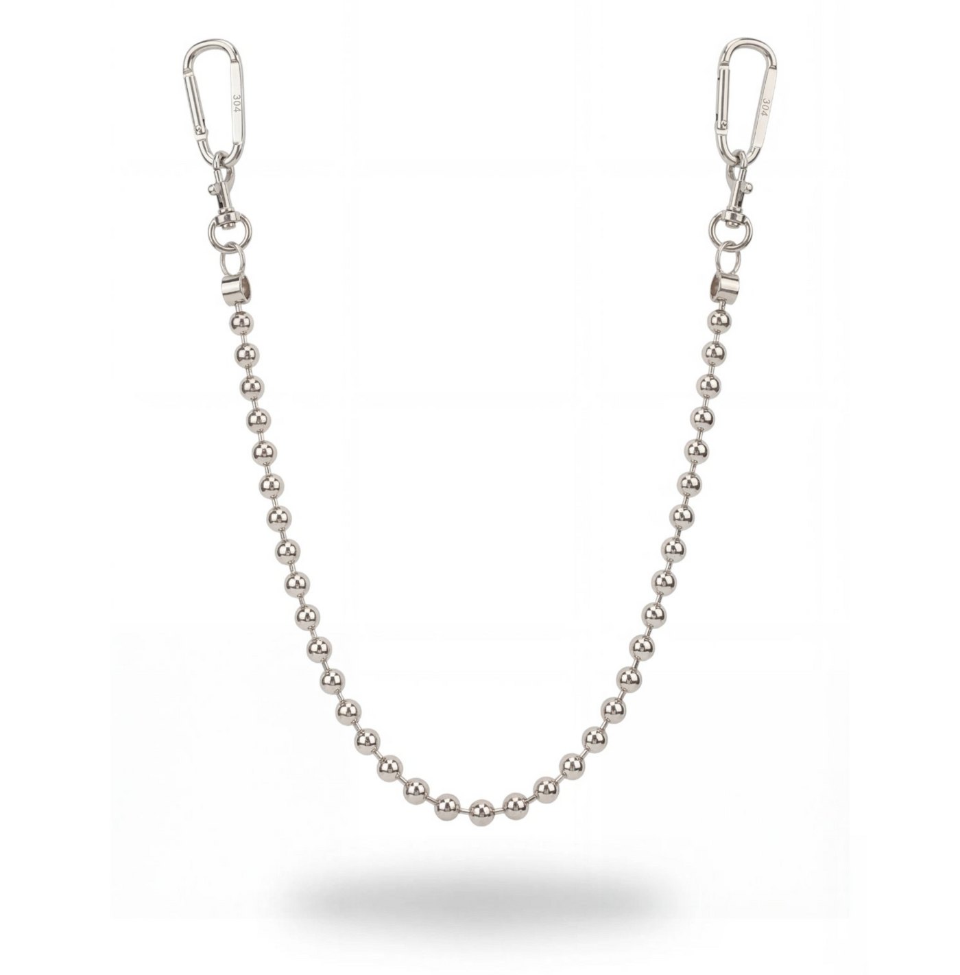 Line 47 ball chain with two carabiners, cut out on white